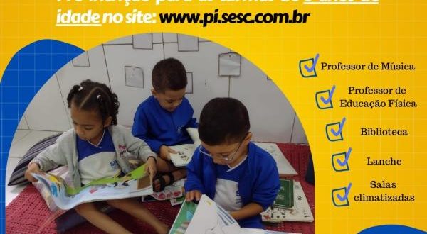Sesc Centro Educacional de Floriano está com pré-inscrições abertas para turmas de 3 anos